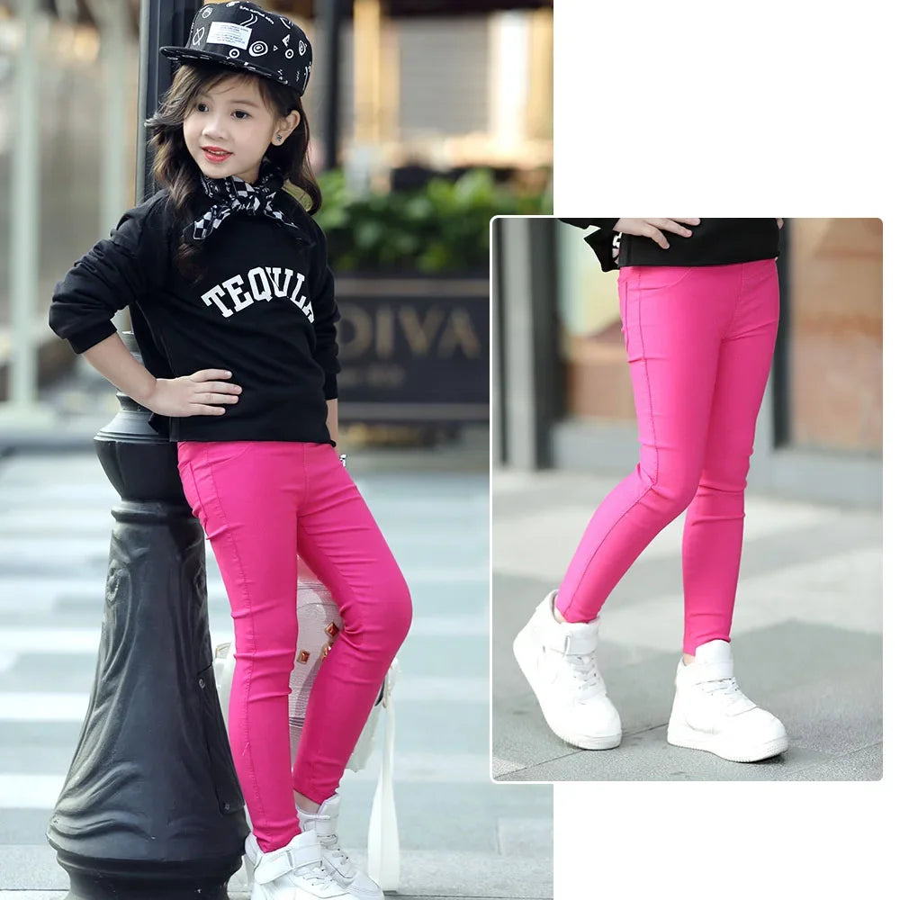 Girl Skinny Casual Pants Spring Autumn 2024 New Children Pencil Pants Skinny Leggings for Girls Kids Fashion Pants 3-12 Years