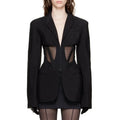 Women's Casual Fishbone Blazers, Long Sleeve, Loose Coats, Autumn Slim-Fit, See-through Outerwear, Korean Style