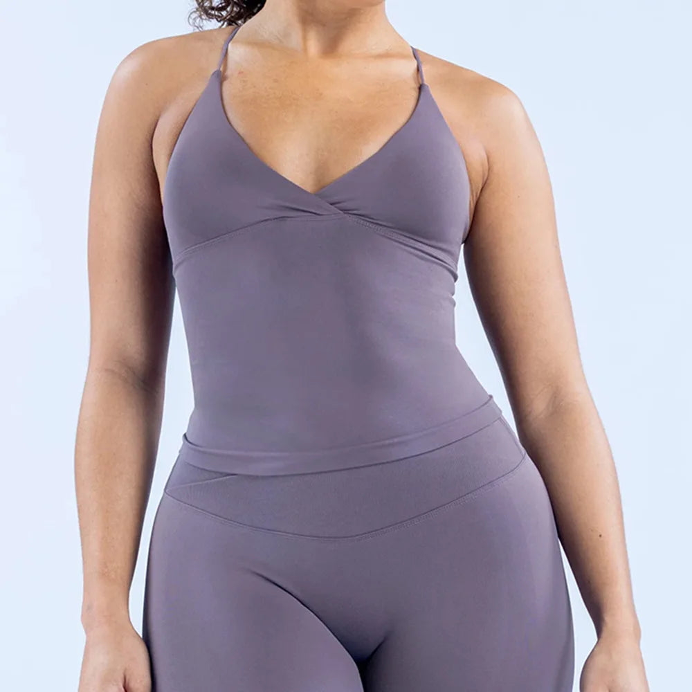 Women Seamless Cross Sports Vest Gym Yoga Tops with Padded  Sexy Backless Workout Fitness Camisole Running Sports Tops Summer
