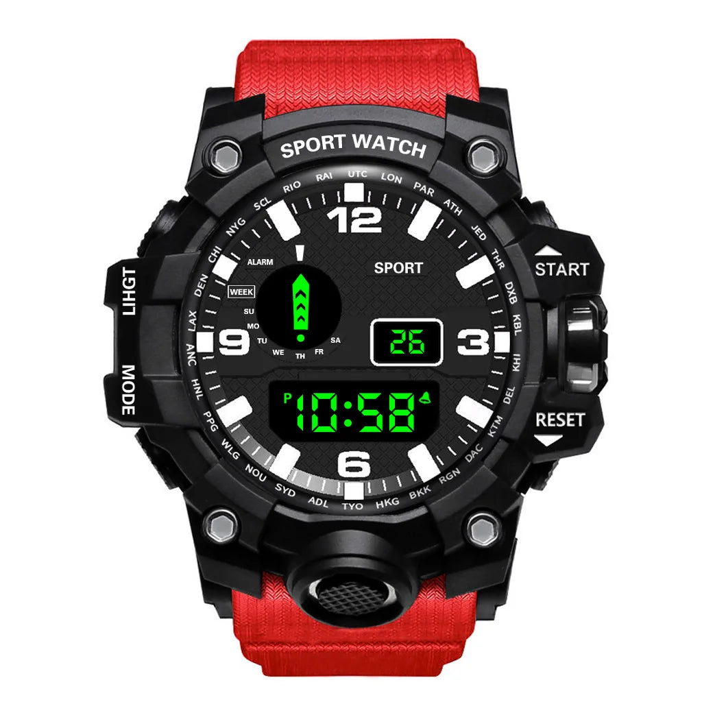Men's Watch Fashion Sports Electronic Wristwatch Large Dial Multifunctional Waterproof Luminous Alarm Kids Male's Military Watch