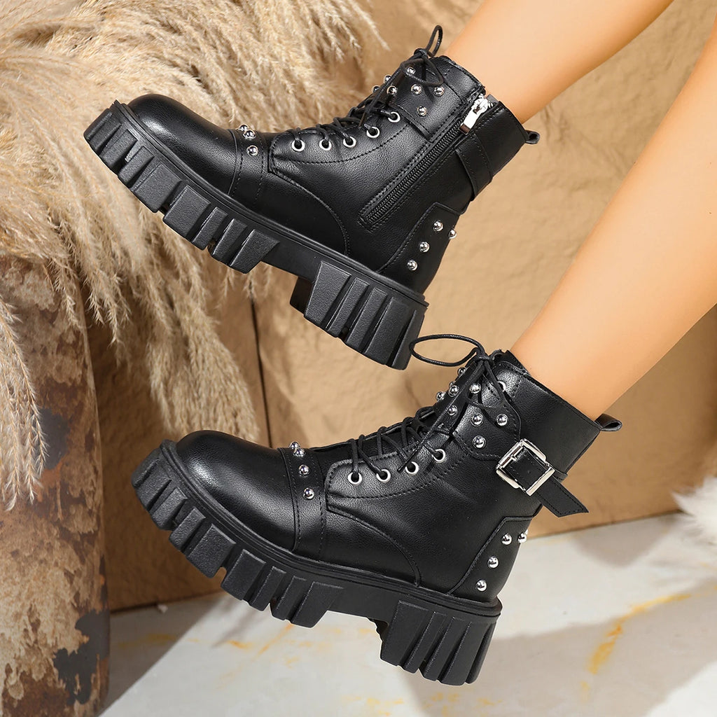 2025 Women Ankle Boots Fashion Comfortable Elegant Anti-slip Boots Walking Platform Designer Shoes for Women Zapatos De Mujer