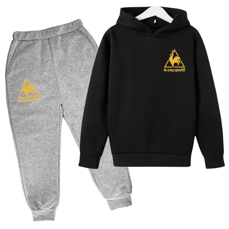 Kids Spring Autumn Casual Fashion Pullover Hoodie+Pants 2pcs Tracksuits 2-13 Years Boys Girls Streetwear Children Clothes Sets