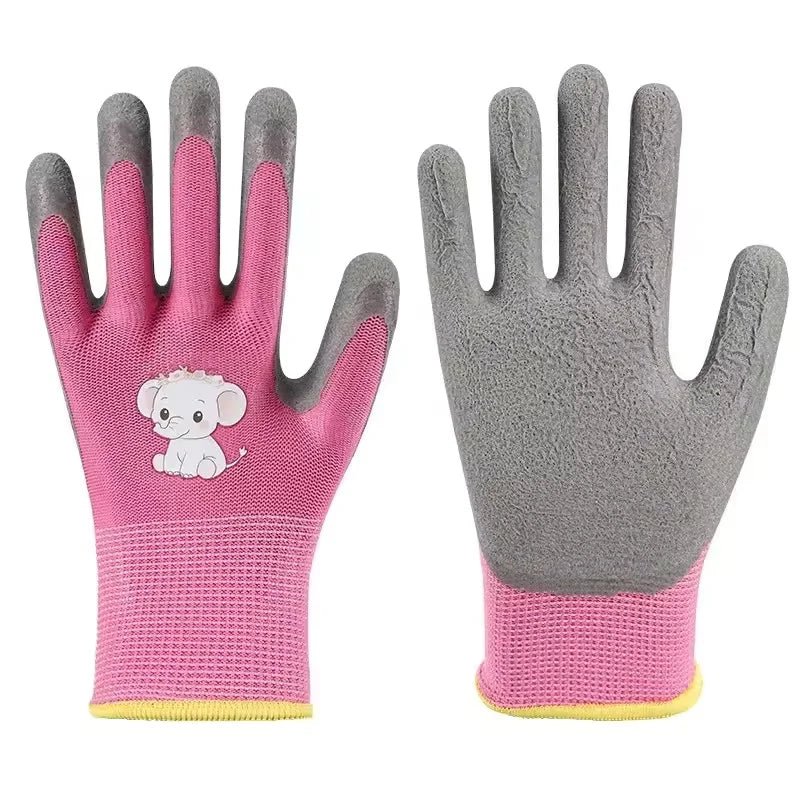 Kids Gardening Work Gloves Toddler Children Soft Rubber Coated Yard Safety Gloves for Boys Girls Youth Indoor Outdoor Play & DIY