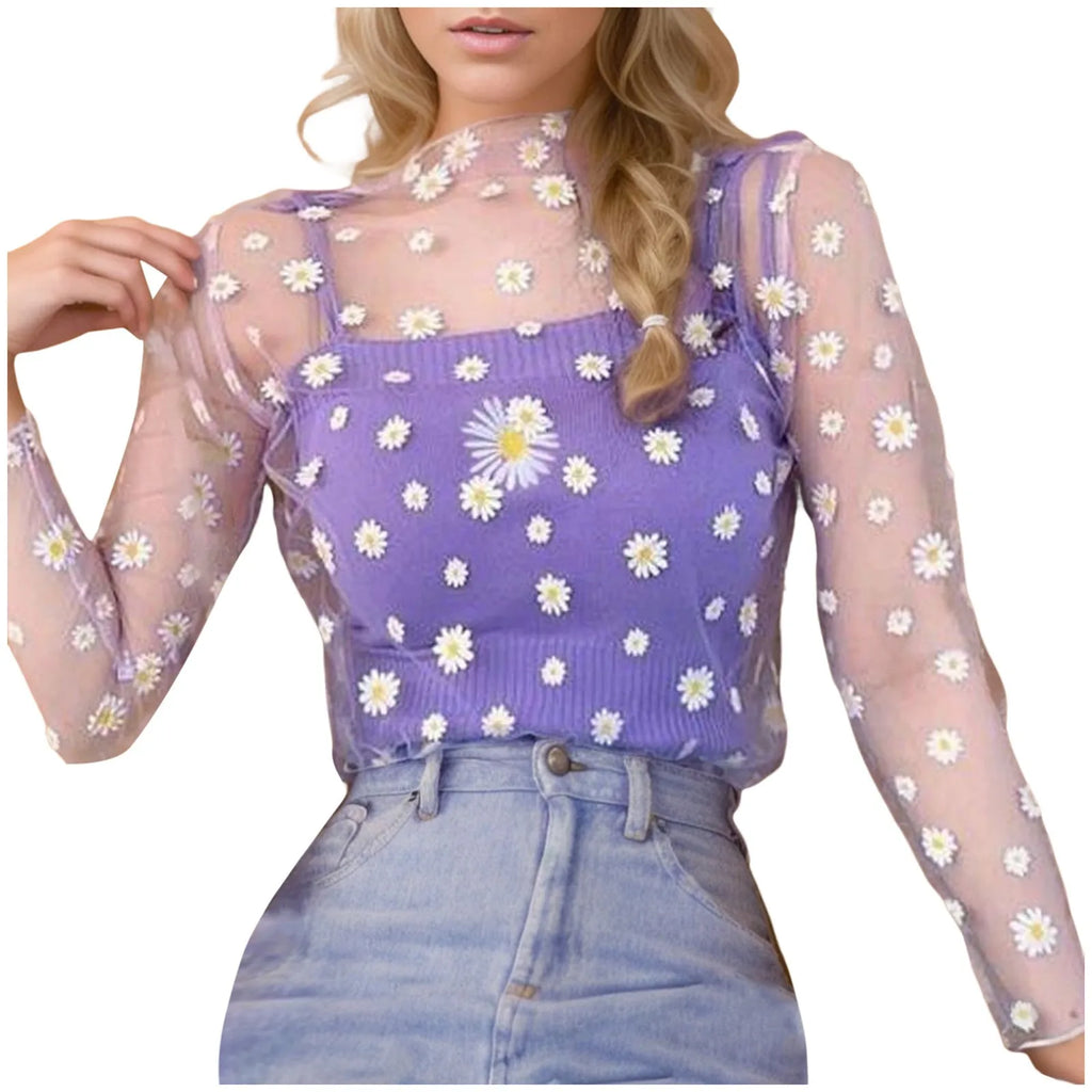 Casual Summer Crop Tops Women's Sheer Mesh Spaghetti Strap Tank Tops Streetwear Cotton Knitted Blouse Basic Camis Tops Mujer