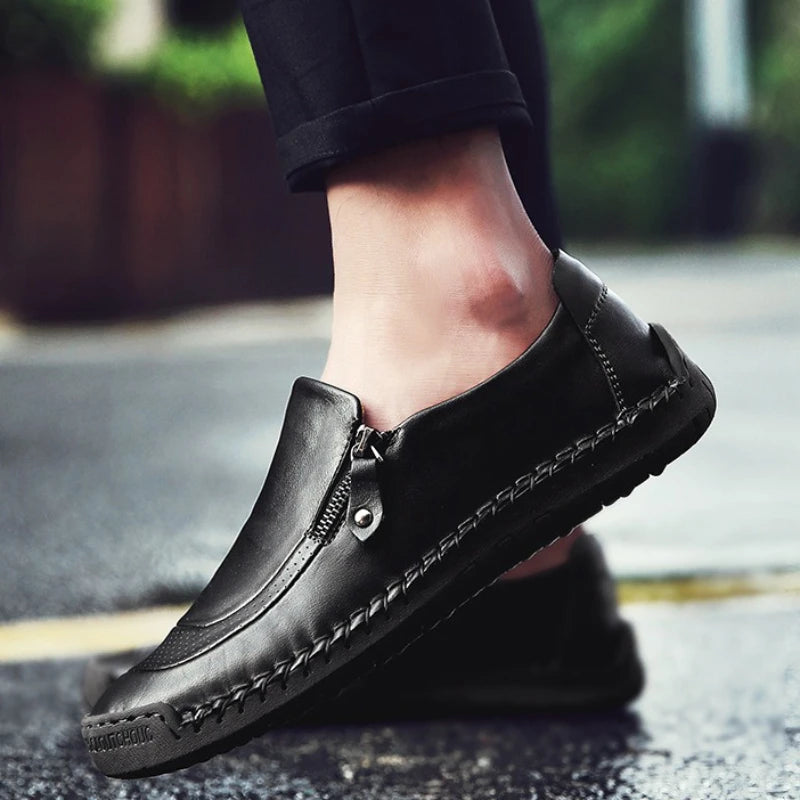 Handmade Leather Men Shoes High Quality Men Loafers Comfortable Soft Sole Walking Shoes Hot Sale Moccasins Men Driving Shoes New