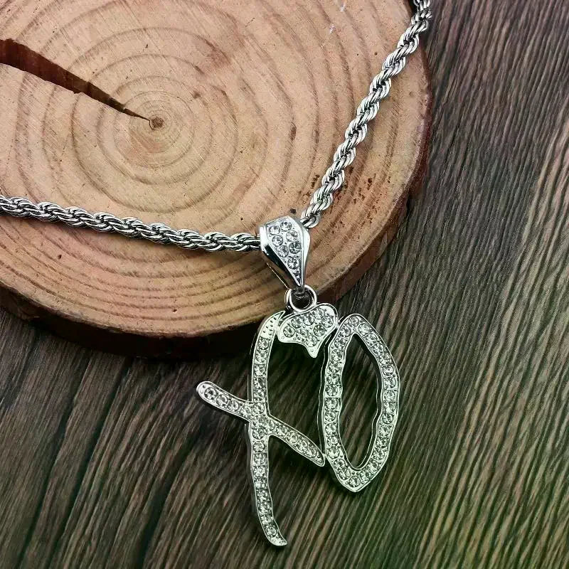 1Pcs Men's Fashion Street Trend Jewelry Accessories Gift Exquisite   Inlaid White Zircon Pendant Necklace
