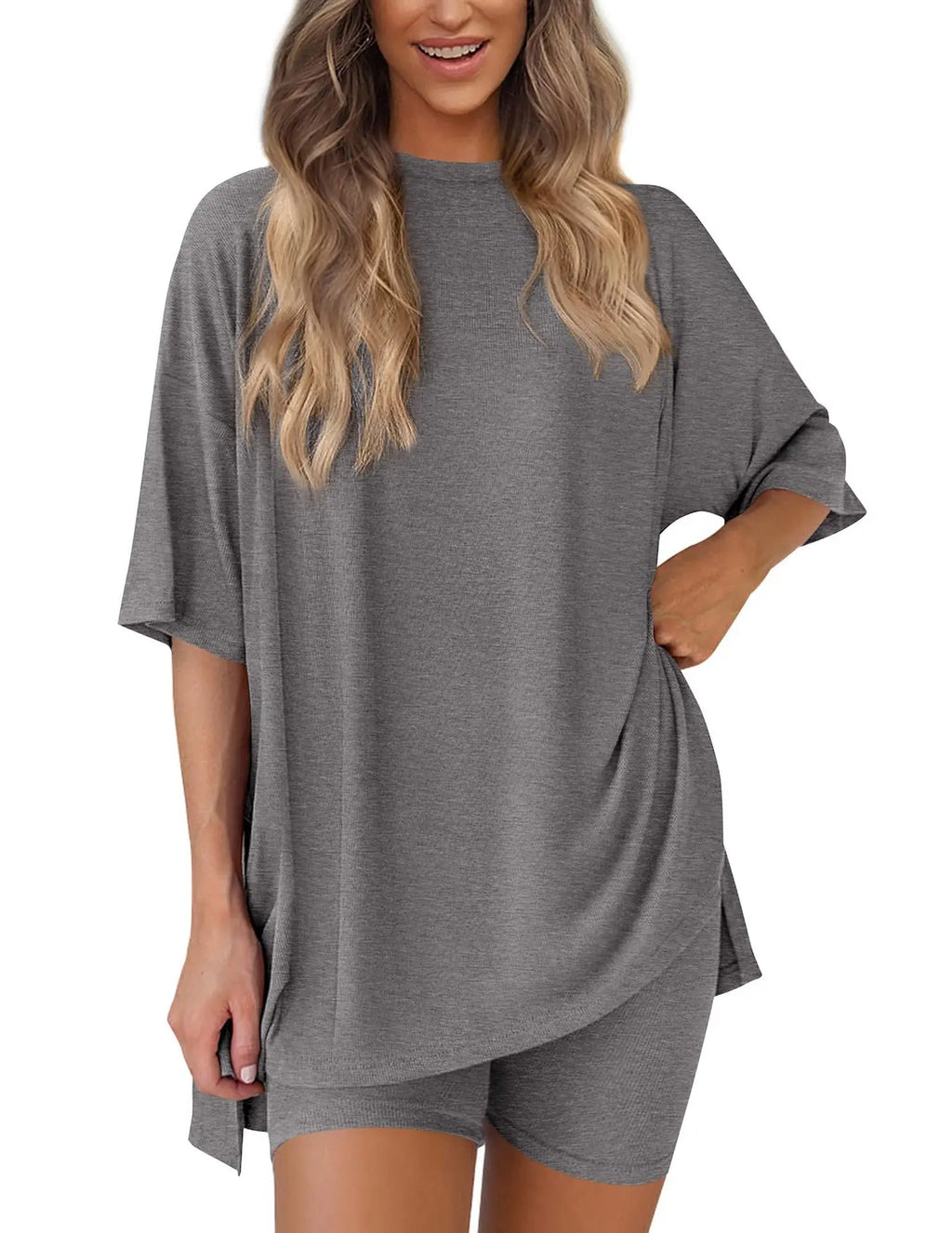 2026 Summer Solid Color Pajama Set for Women Loose Slimming Casual Style Home and Outdoor Wear