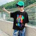 New Arrivals Tshirts for Boys Kid Korean Casual Painting Print Graffiti Pattern Children's Clothes Cotton Loose Student T-Shirts