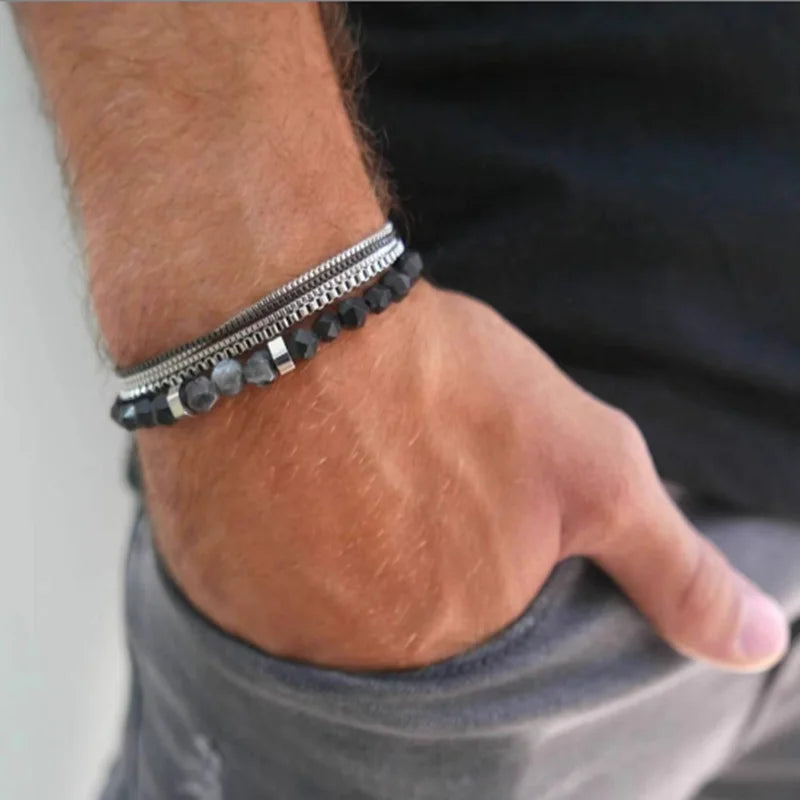 2pcs/Set Fashion Beaded Bracelets for Men And Women with Stone Charm Jewelry Set Best Gift Ideas