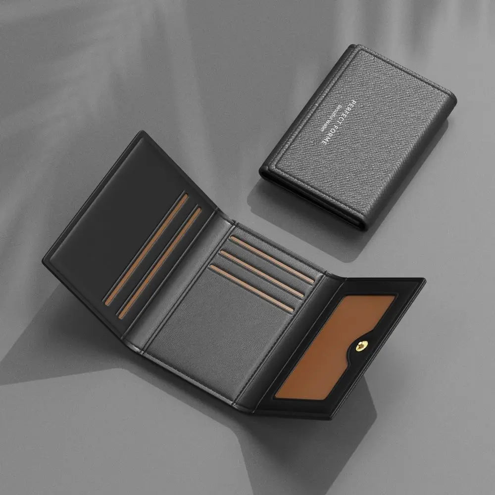 Men'S Billfold Wallet Minimalist Multi-Slot Card Holder Coin Purse Ultra-Slim Compact Wallet For Gift Business Meeting Daily