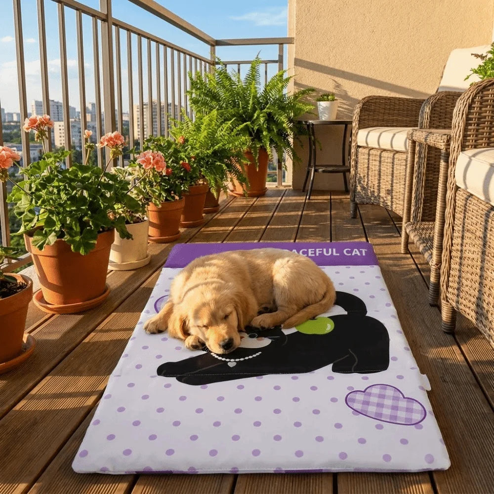 Pet Bed Breathable Pet Cooling Mat Waterproof Soft Ice Silk Cold Mat Portable Folding Pet Cold Bed Kennel
