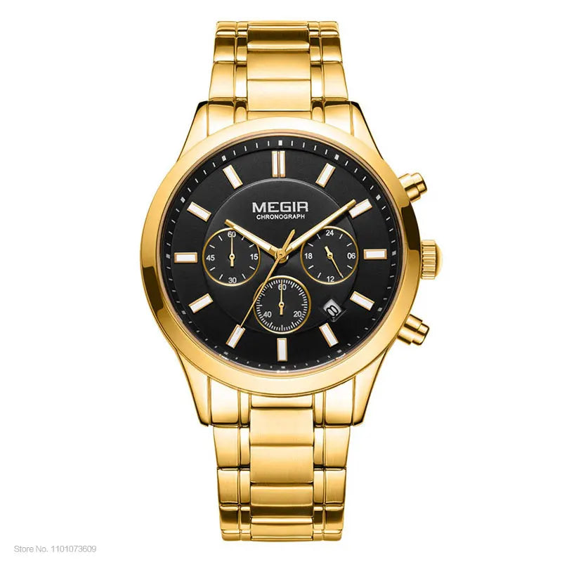 MEGIR Watches for Men 2021 New Chronograph Quartz Watch Luxury Stainless Steel Wristwatch Man Relogios Masculino часы мужские