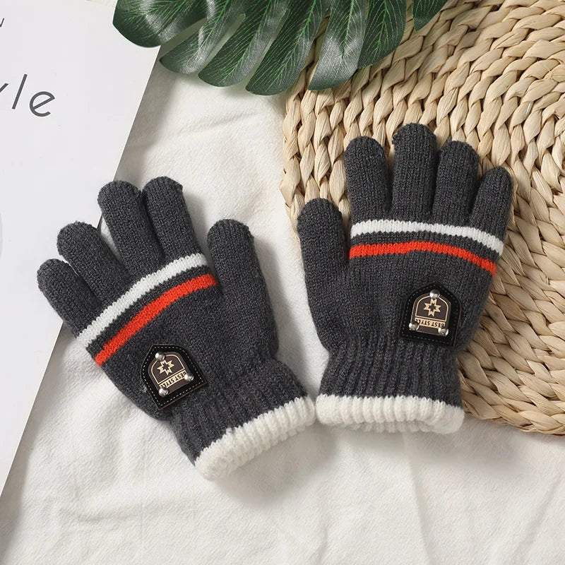 Winter Children's Gloves Kids Double Inner Wool Boys Gilrs Cold-Proof Soft Warm Thick Autumn Elastic Travel Knitted Gloves