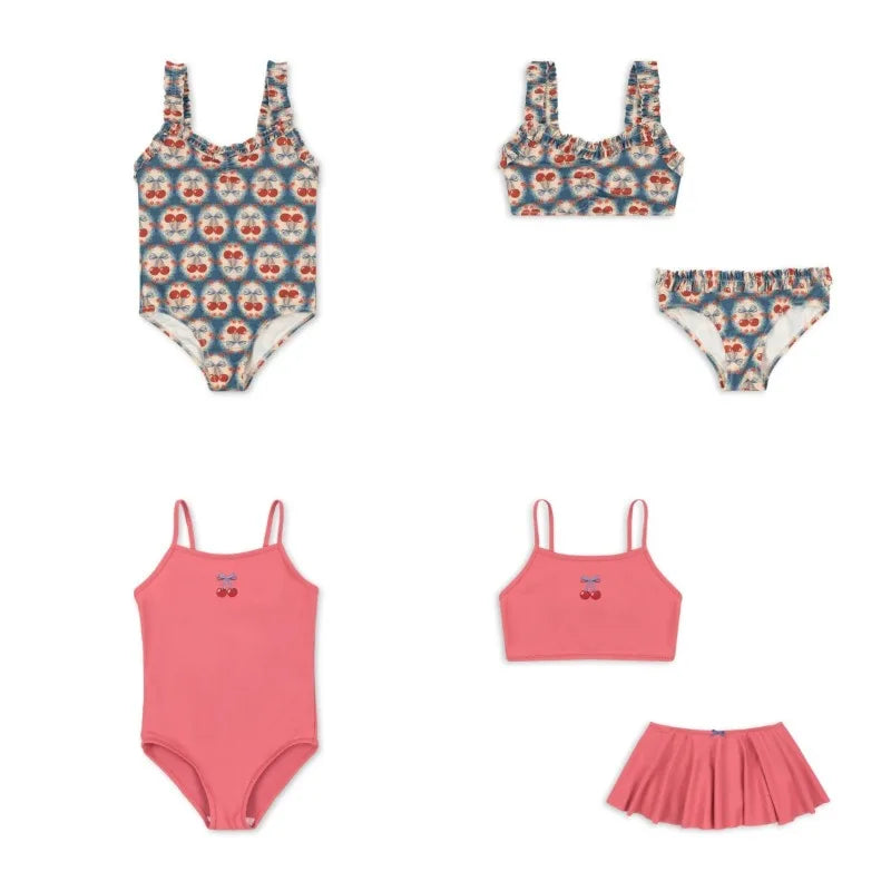 Kids Swimwear for Girls Baby Girl Swimwears Cherry Two Pieces Sunscreen Swimsuit  Bikinis Bebe Swimming  Children Swimsuits