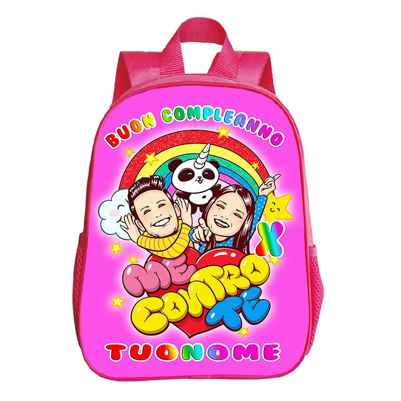 Kids Pink Backpack Me Contro Te Print Kindergarten Bag School Bags for Preschool Girls Cute Bookbag Toddler Softback Book Bags