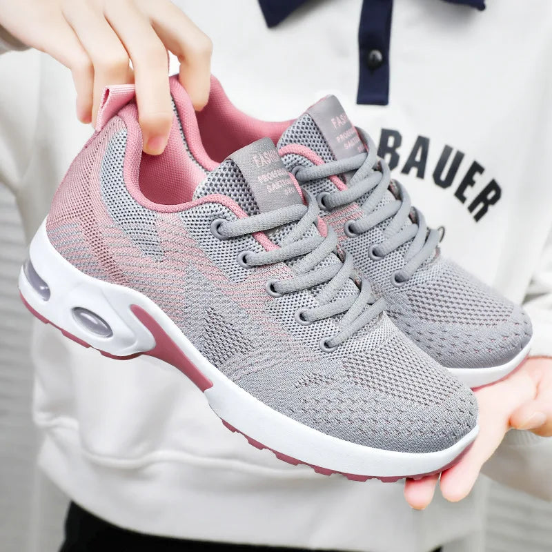 Women's Running Shoes Large Size  Spring New Casual Breathable Lace-Up Air Cushion Sports Sneakers