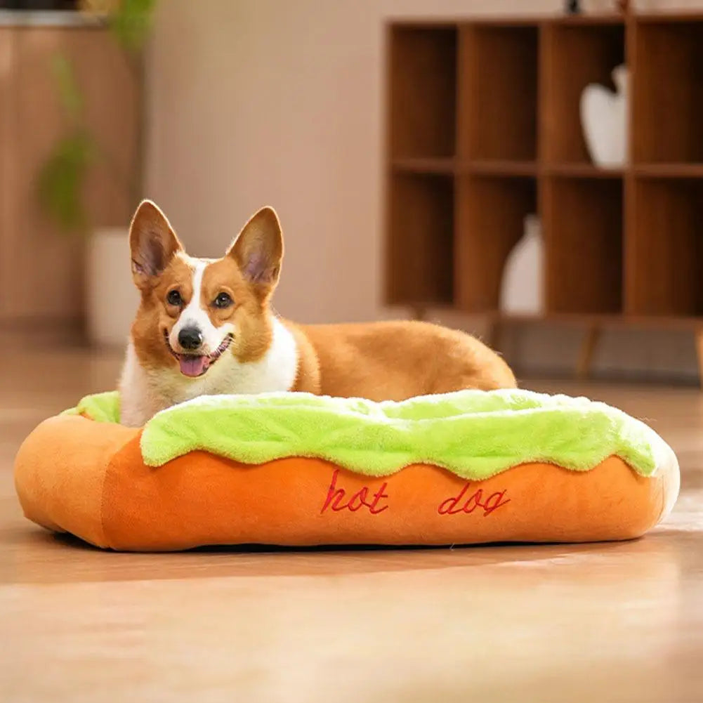 Pet Bed Hot Dog Shaped Dog Lounger Cat Sleeping Cushion Soft Fiber Puppy Warm House Removable Washable Beds for Cats Dogs