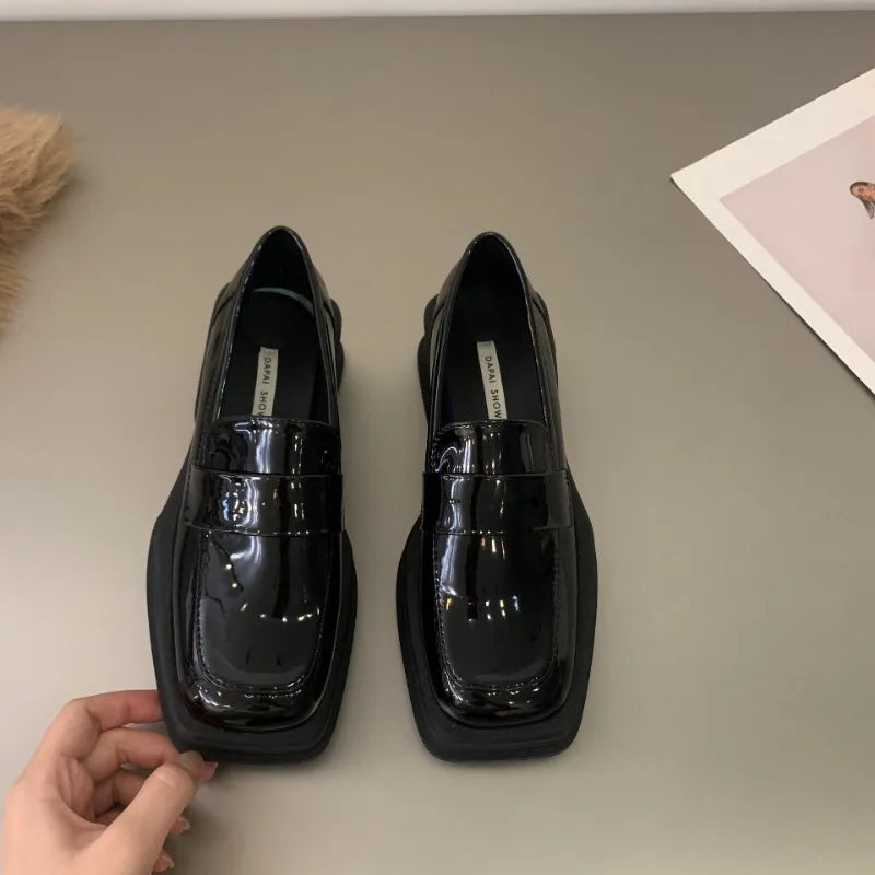 Women Luxury Loafers Fashion Square Toe Platform Moccasins Ladies Pumps Design Evening Party Heel Shoes Ladies Casual Solid Shoe
