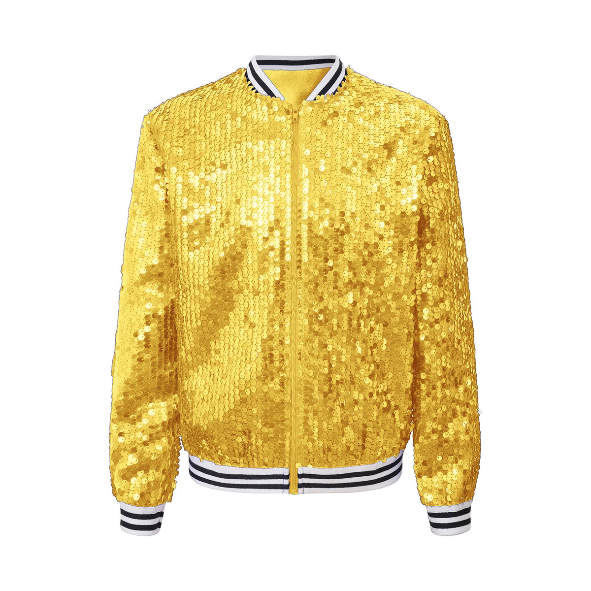 Kids Girls Hip Hop Jazz Dance Coat Long Sleeve Shiny Sequins Baseball Jackets Bomber Outerwear Rave Party Performance Costume