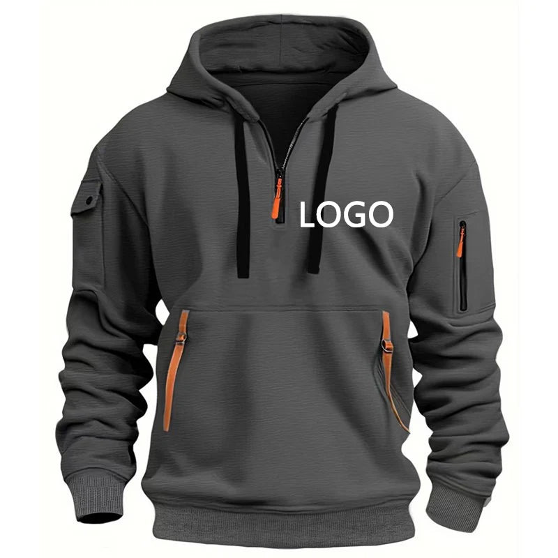 Customized Shoulder Drop Hoodies Men Leisure Sport Multi Zipper Arm Pocket Loose Sweatshirts Women Fashion Hoody Jacket Pullover