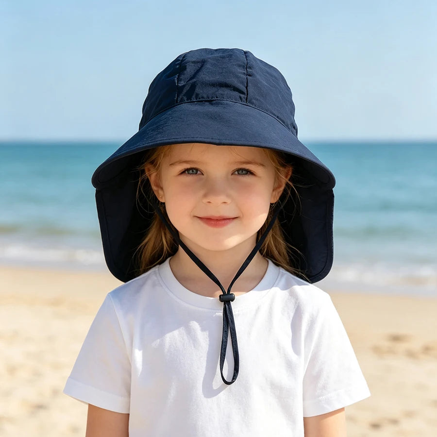 Children's Hat Summer Thin Breathable  Sunshade Hat for Boys, Girls, and Babies Sunscreen Outdoor Big brimmed Neck Protectio