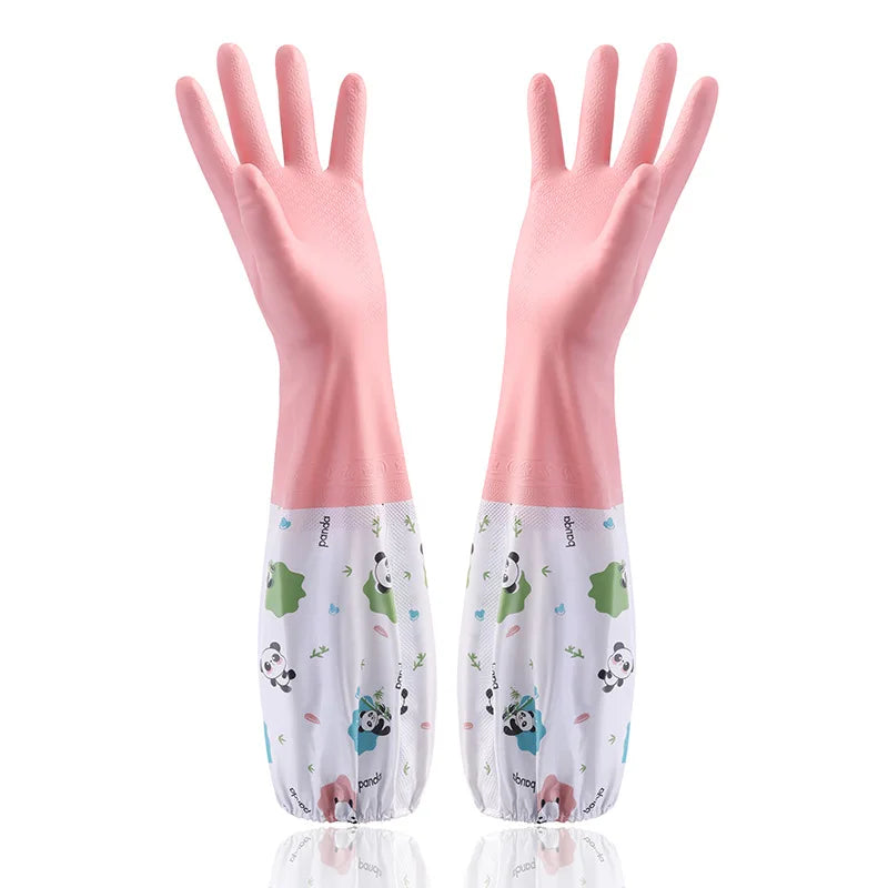 Women's Household Rubber Gloves: Durable Extended Waterproof for Kitchen Dishwashing Cleaning And Laundry
