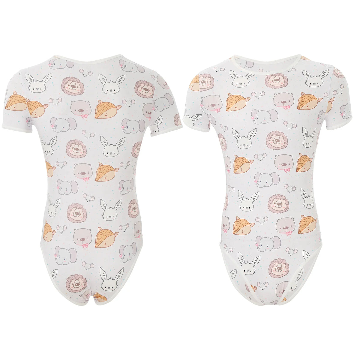 Mens Pajamas Bodysuit Sleepwear Cute Cartoon Print Short Sleeve Leotard Buttoned Crotch Diaper Rompers Pajama Swim Bathing Suit