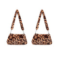 New Women's Casual Shoulder Bag Animal Print Leopard Plush Lady Shoulder Underarm Bag Female Messenger Bag Crossbody Bags