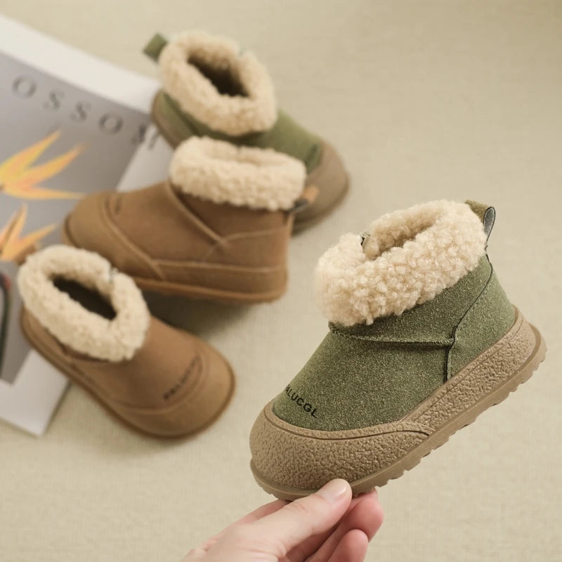 Kids Snow Boots 2025 Winter New Soft Sole Cotton Boot Girls Boots Warm Thick Cotton Shoes All Match Sneakers Ankle Boots for Boy
