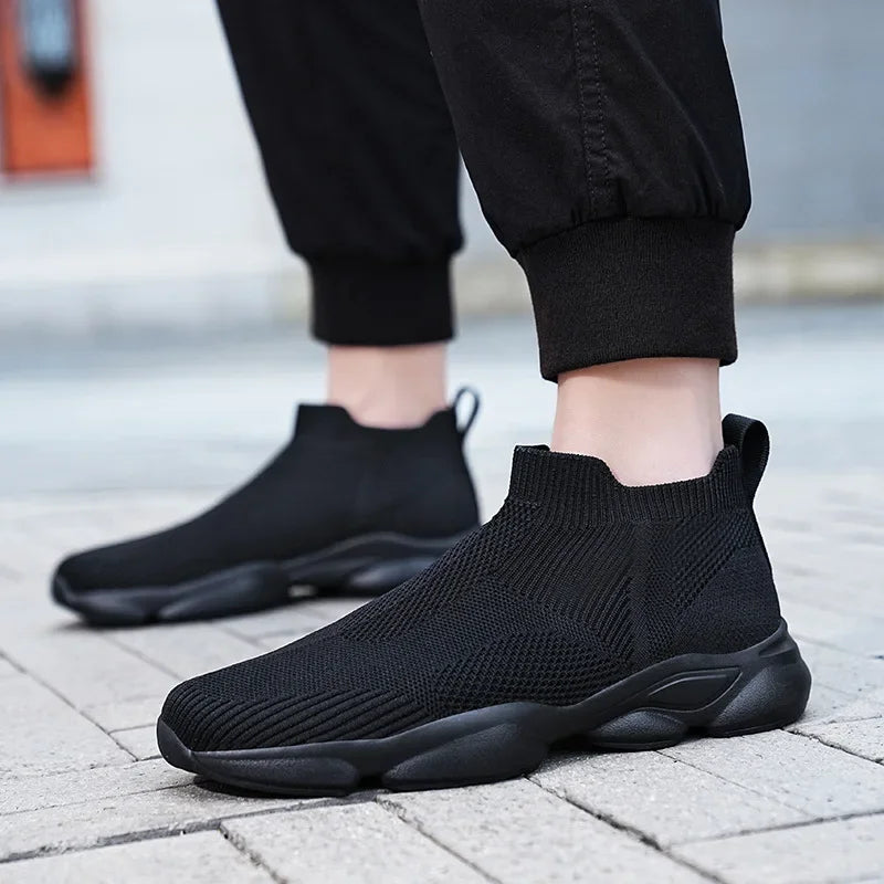 New Shoes for Man Spring Summer Breathable Knit Casual Sport Sock Shoes Youth Cool Slip-on Loafers Big Size