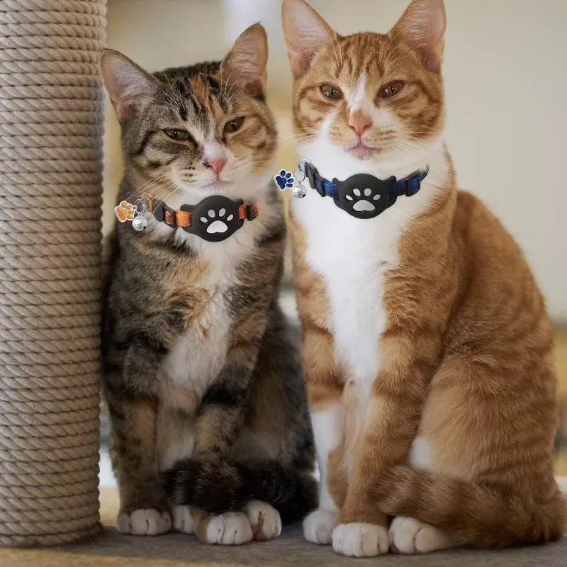 Pet Collar for Airtag Cat Collar Paw Bell Pendant Collar Locator Collar GPS Trackers Pets Accessories (Excluding Tracker)