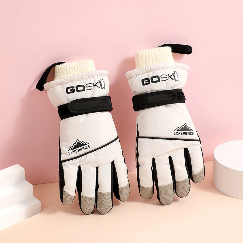 Winter Ski Gloves for Children Warm Thicken Gloves for Boys Girls Outdoor Sports Kids Skiing Riding Mittens Anti Slip