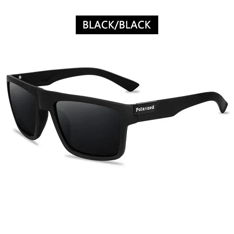 Polarized Sunglasses For Men Matte Black Square Frame UV400 Anti‑Glare Lens Outdoor Driving Beach Cycling Sun Protection Eyewear