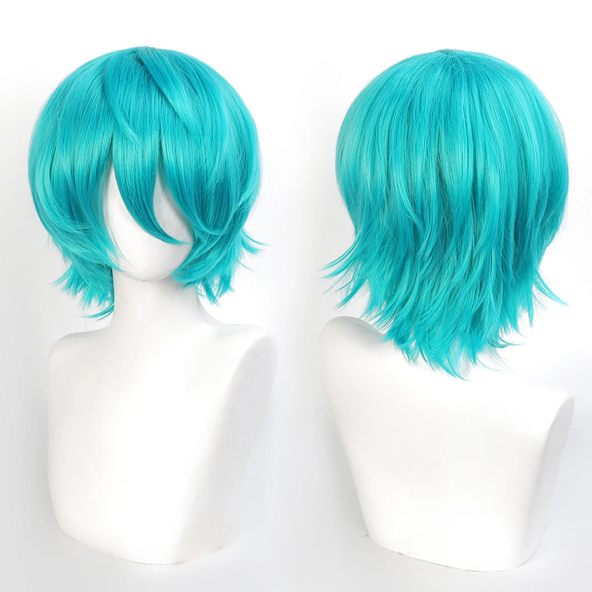 Short Wavy Bob Synthetic Wig with Air Bangs Heat Resistance Shoulder Length Curled 14inch Wigs for Daily Use Cosplay for Women