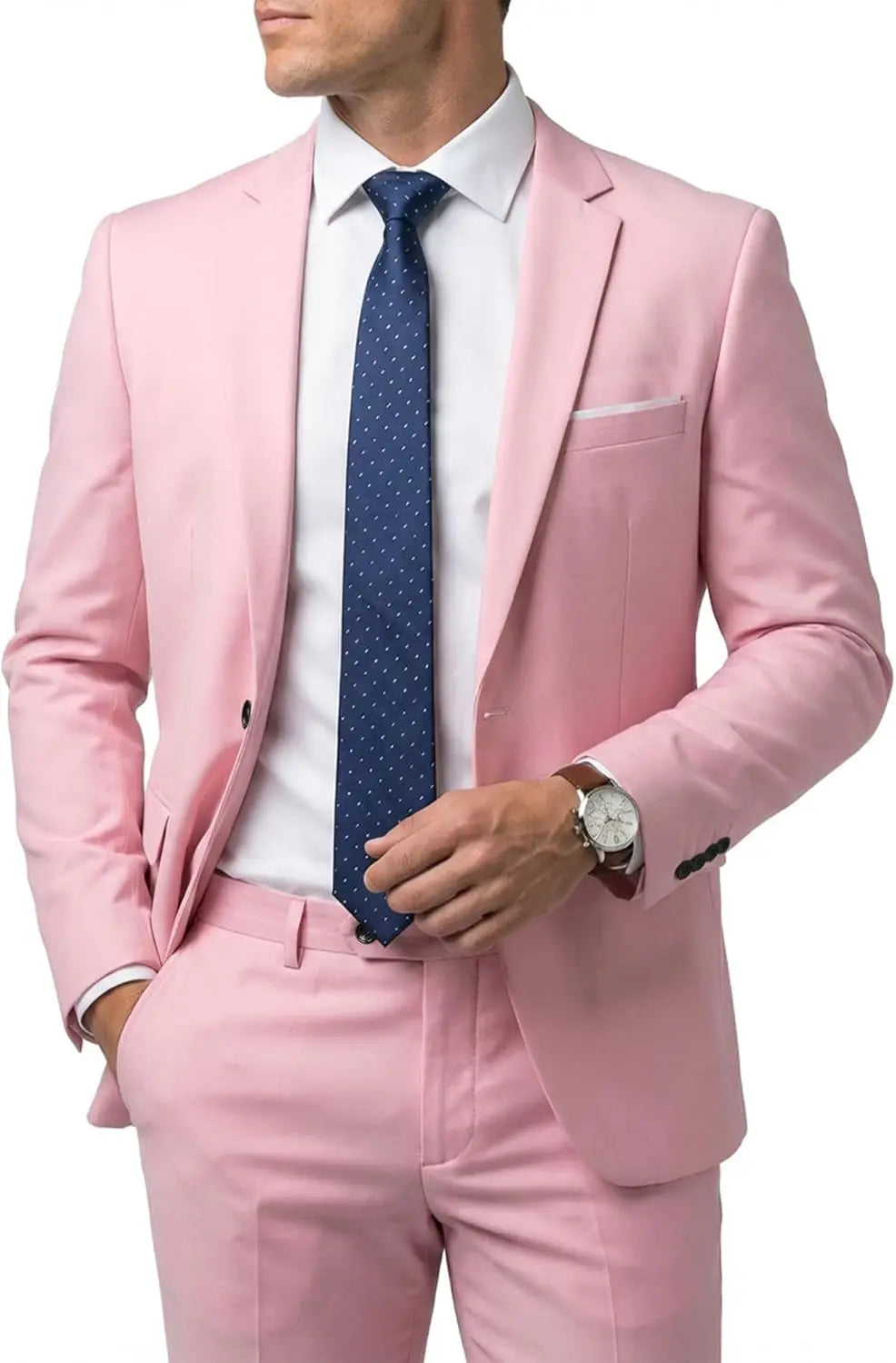 Men's 2 Piece Suit  One Button Slim Fit Solid Jacket  Pants Set Suits for Men Party Wedding Prom  Business