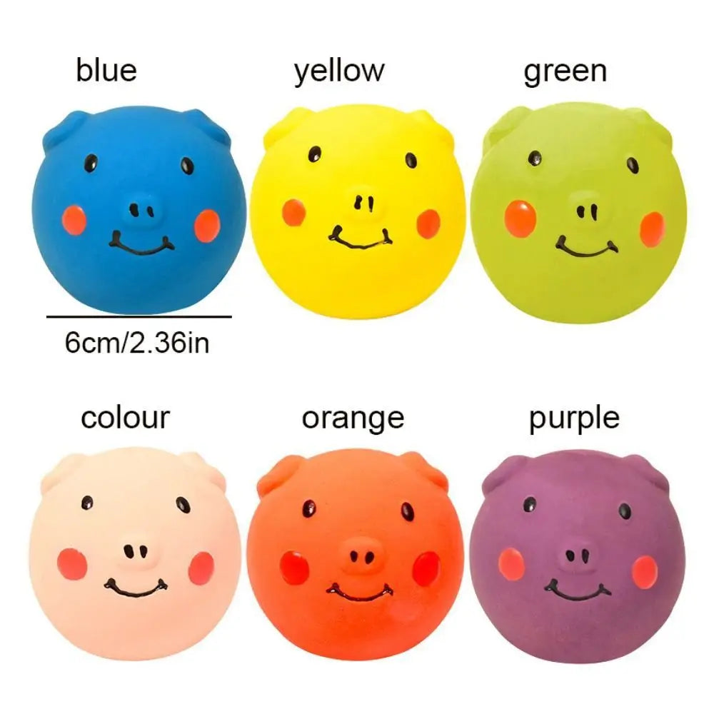 Pet Biting Toys Cartoon Latex Squeaky Dog Toys Soft Bite Resistant Pig Pet Squeaky Toys Colorful Doy Molar Self Happy