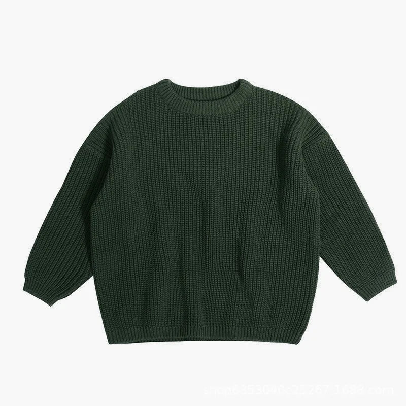Personalized Baby Cotton Sweater Custom Name Hand Embroidery Knitted Pullover for Boys Girls Autumn Winter Kids Knitwear 0-7T