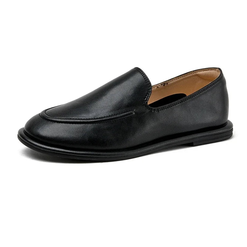 Women's Mary Janes Round Toe Loafers Spring Autumn 2025 New Genuine Leather Woman Shoes Soft Soles Slip-on Ladies Walking Flats