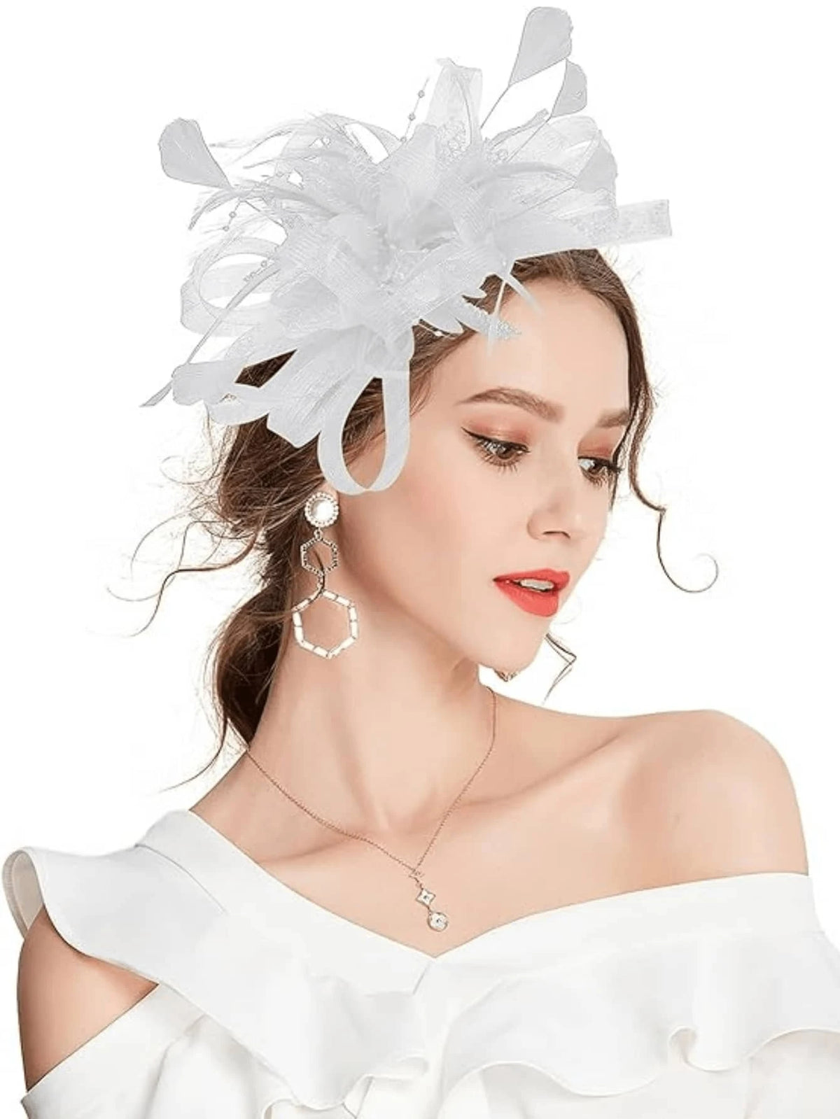 Fascinators Hats For Women Tea Party Hats 1950s Kentucky Derby Hats Feather Hair Clip For Bride Wedding Party