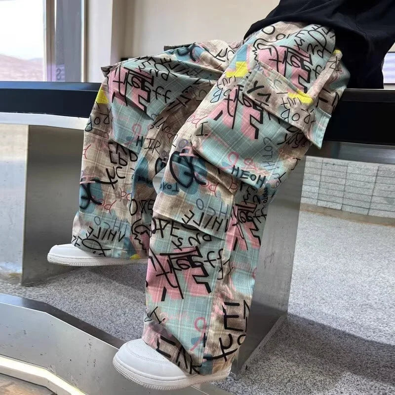 Child Pants 2025 New Spring Boys Trousers Teenager Autumn Fashion Clothing Kids Wide-legged Trousers Boy Letter Loose Pants