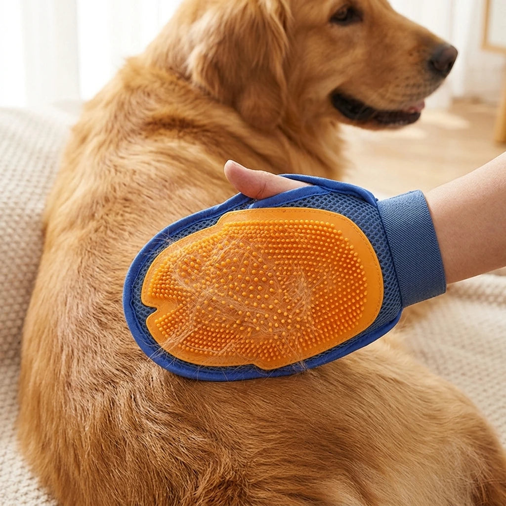 Pet Deshedding Cleaning Glove Double-sided Design Silicone Brush Cats Dogs Comfortable Massage Comb Grooming Tool Easy To Clean