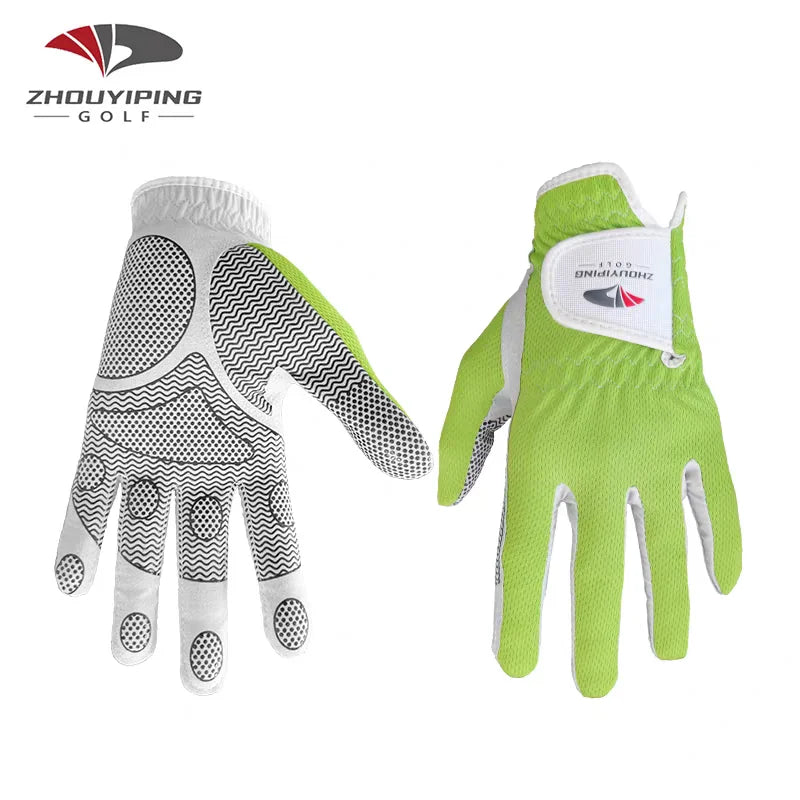 Men's golf glove 1 pc with mesh fabric, soft and breathable, silicone-printed palm for non-slip, wear-resistant, and comfortable