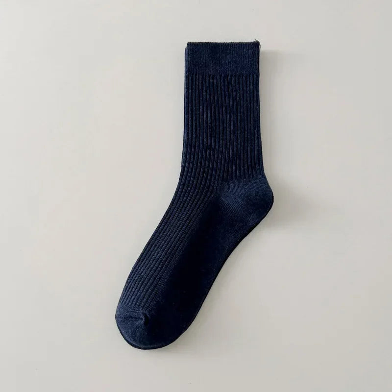 Mens Socks Casual Fashion  Men Business Male Breathable Elastic Cotton Long Socks Solid Color Black Blue Gray SocksAutumn Winter