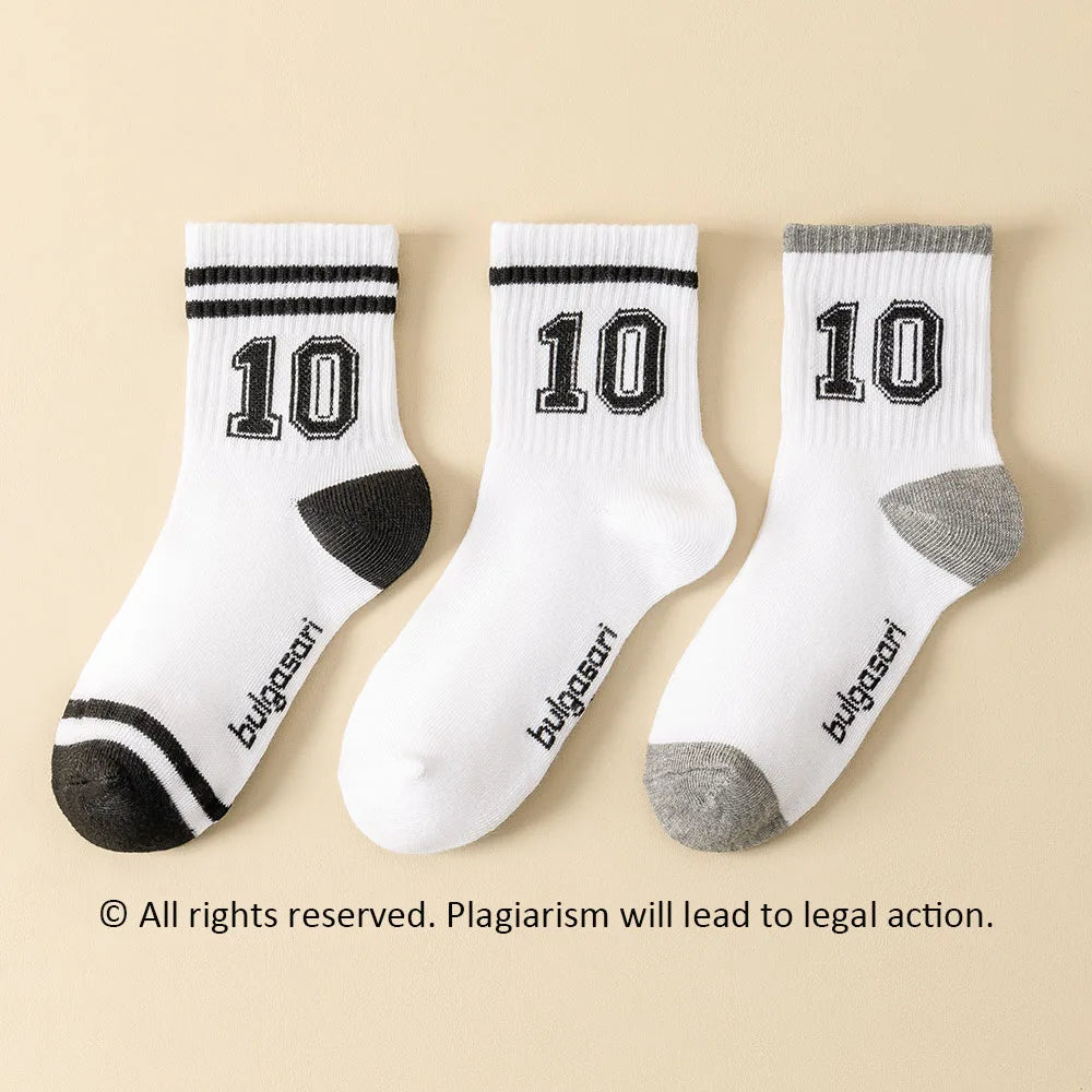 3 Pairs Kids Socks Basketball Football Training Socks Four Seasons School Socks Breathable Soft Sports Socks for Boys and Girls