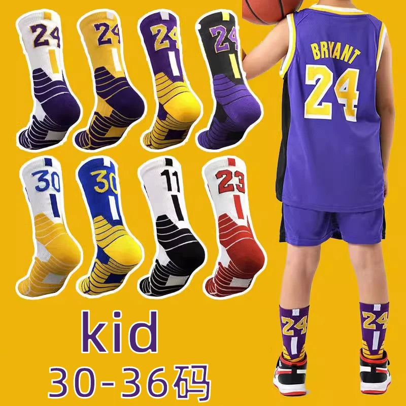 Professional Star Basketball Socks Adults Kids Number 23 Elite Towel Bottom Sports Socks Non-slip Breathable Durable Socks