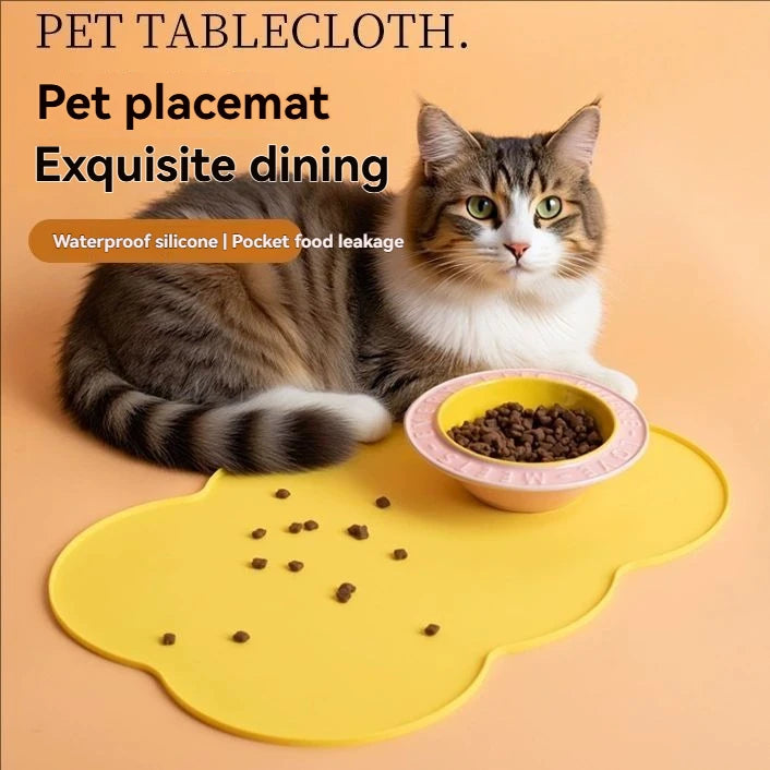 Silicone Pet Feeding Mat, Leak-Proof and Non-Slip Feeding Mat for Dogs and Cats, Oval Bowl Mat