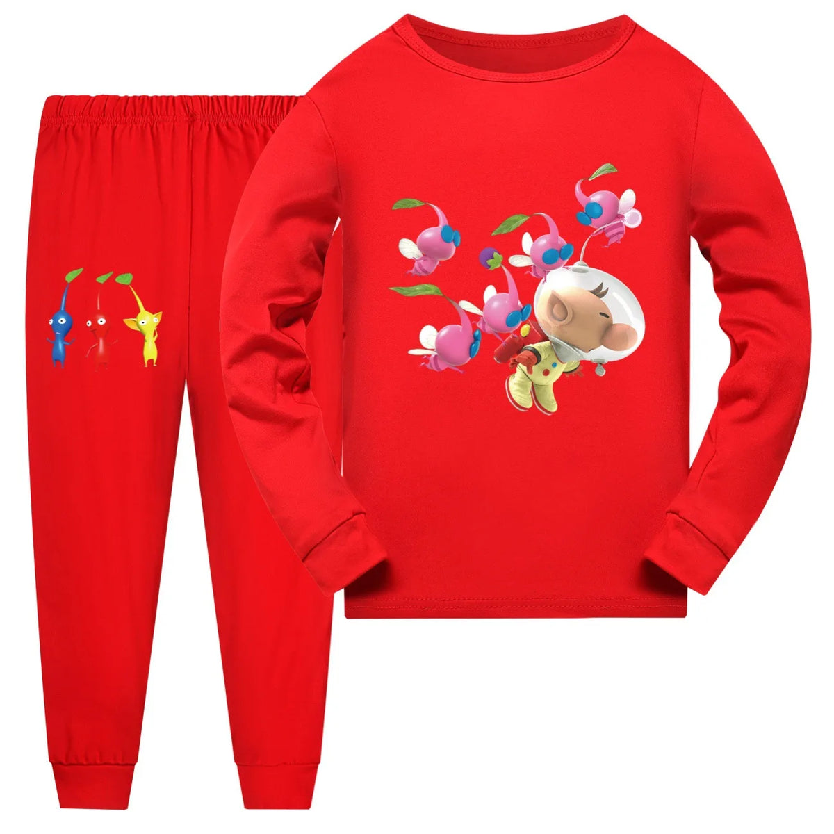 Newest PIKMIN 4 WIKI Costume Kids Cartoon Pajama Sets Baby Girls Long Sleeve Tops Pants 2pcs Set Teenager Boys Casaul Sleepwear