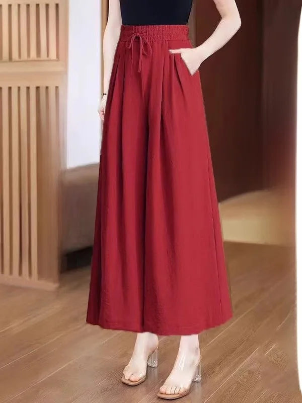 Summer Thin Wide Leg Pants Women's Slimming Trousers Drapey Maxi Skirts Middle-Aged And ly Casual Skirt Pants