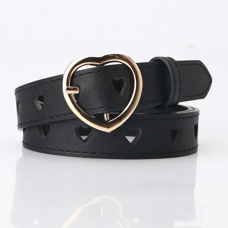 Women's belts Pin buckle belts spring and summer new women's versatile with trouser belts hollow heart shape