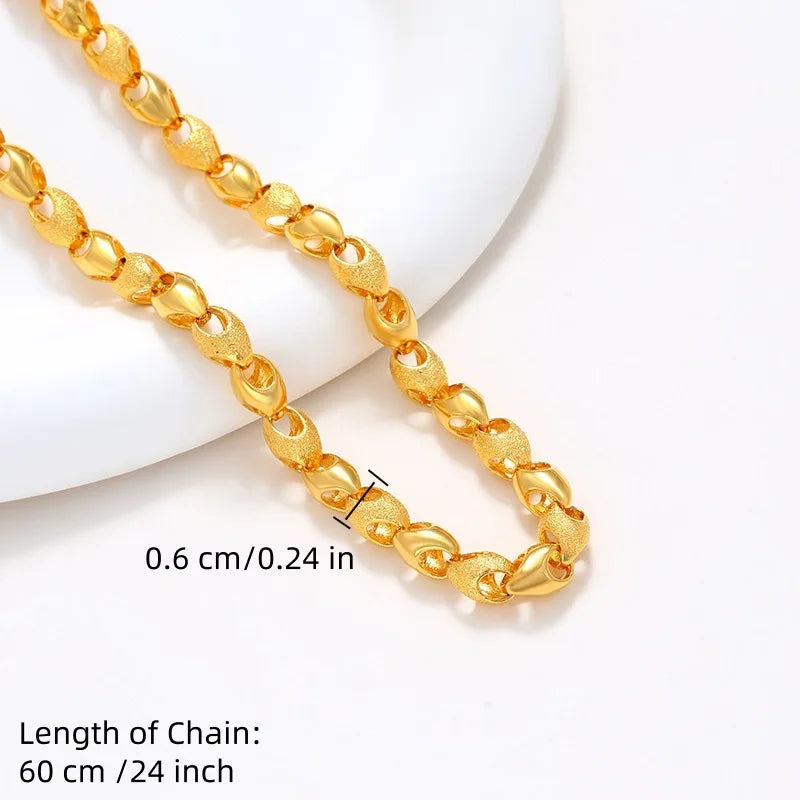 Men's Long Wheat Bead Necklace 6mm Copper Gold Plated Non Tarnish Trendy Hip Hop Jewelry For Men Daily Wear Casual Party 2026
